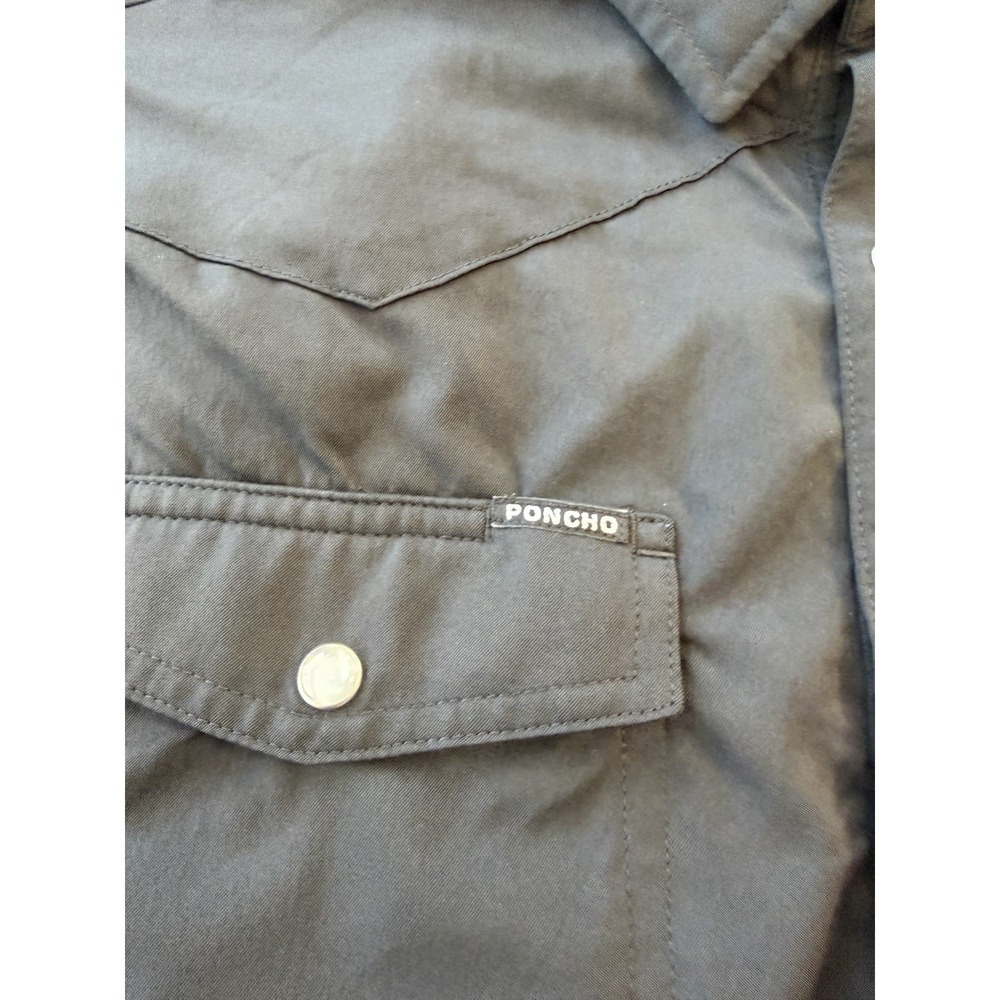 Poncho Outdoors Black Snap Front Performance Shirt Men's L Slim Fit Quick Dry - Picture 7 of 10
